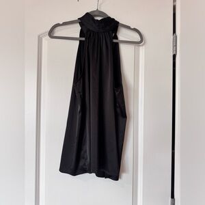 Aqua Black Sleeveless Top High Neck